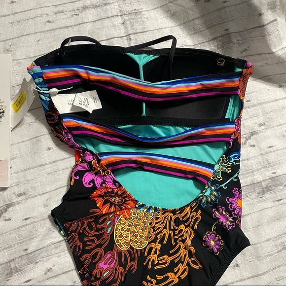 🆕🌸NWT Trina Turk ELECTRIC REEF BANDEAU ONE PIECE - Picture 11 of 15